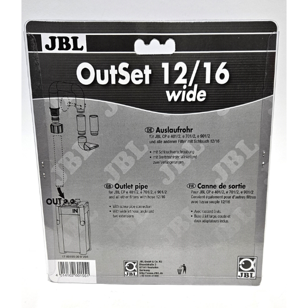 JBL Auslaufrohr Set 12/16 CP e 401/2, 701/2, 901/2 alle anderen Filter mit Schlauch 12/16