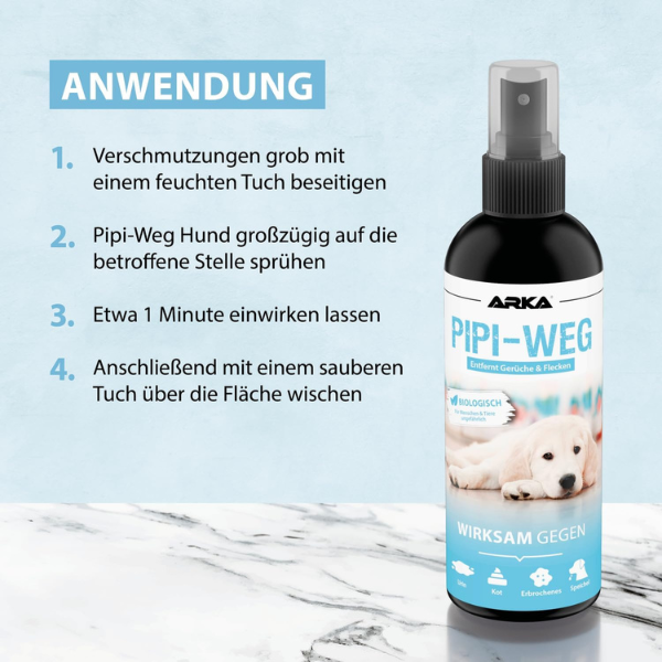 Arka Pipi-Weg Hund Geruchs- & Fleckenentferner 100 ml Für Unterwegs