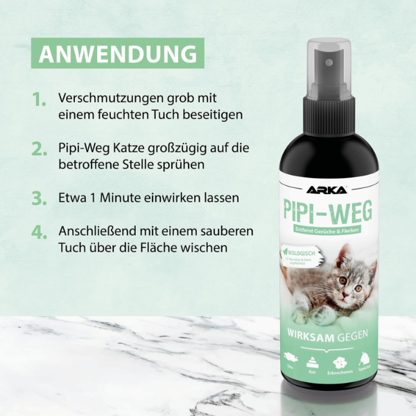 Arka Pipi-Weg Katze Geruchs- & Fleckenentferner 100 ml Für Unterwegs
