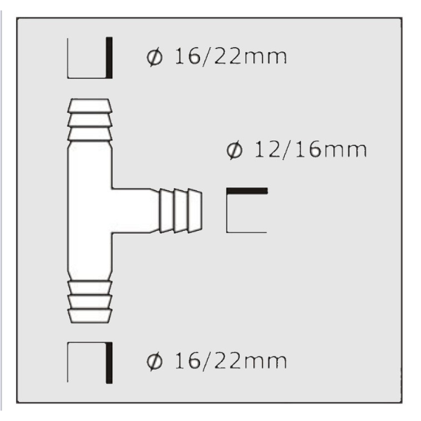 4005990 T-Stück Reduzierung 16/22 auf 12/16