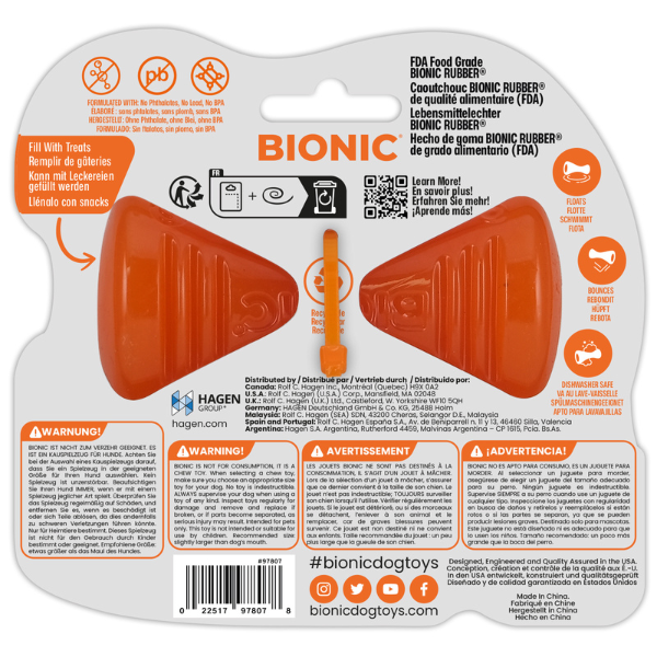 BIONIC Bone S Hunde-Kauspielzeug mit 2 Leckerli-Taschen