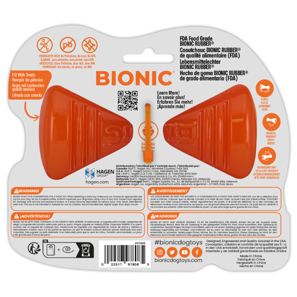 BIONIC Bone M Hunde-Kauspielzeug mit 2 Leckerli-Taschen