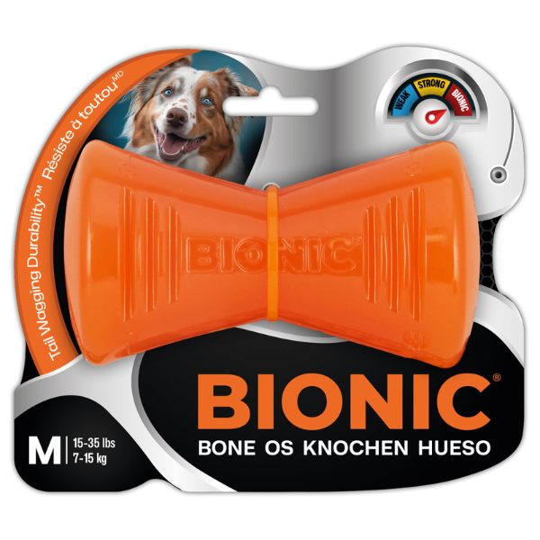 BIONIC Bone M Hunde-Kauspielzeug mit 2 Leckerli-Taschen