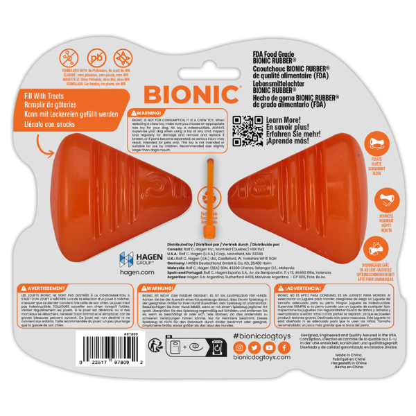 BIONIC Bone L Hunde-Kauspielzeug mit 2 Leckerli-Taschen