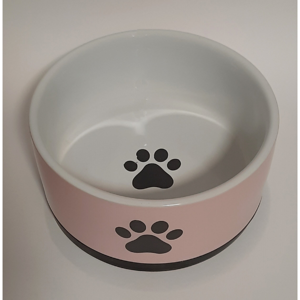 Keramik Napf "PAW" rosa-weiß 1,1l Freßnapf, Trinknapf