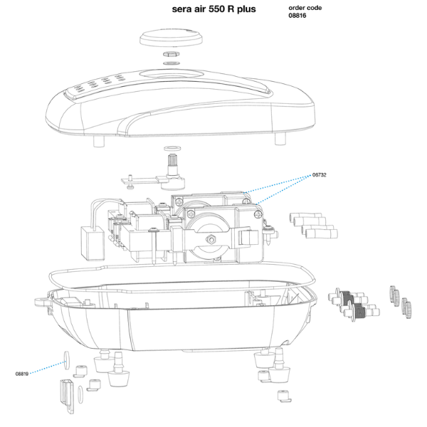 08816 Sera Luftpumpe air 550 R plus mit 4 Luftausgängen