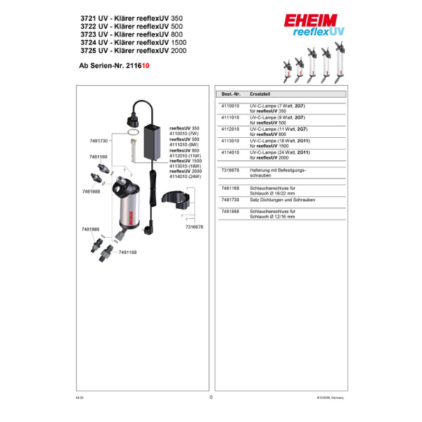 3724210 Eheim reeflexUV 1500 UV-Klärer für Aquarien von 700-1500l