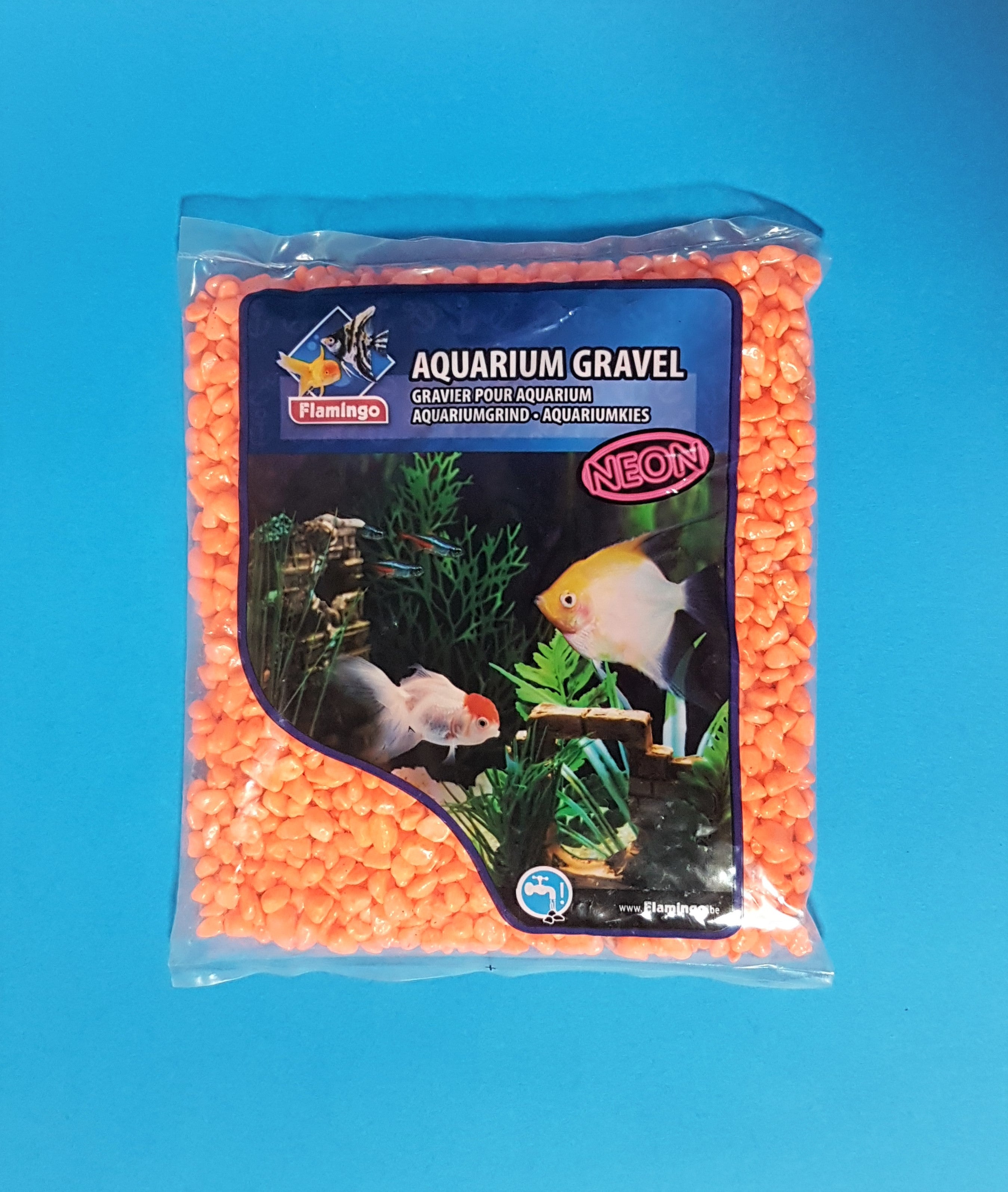 Flamingo Aquarium Deko-Kies grob Neon-Orange 1kg